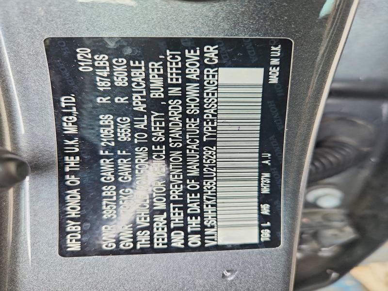 Продаж на аукціоні авто 2020 Honda Civic, vin: SHHFK7H35LU215292, номер лоту: 67868296