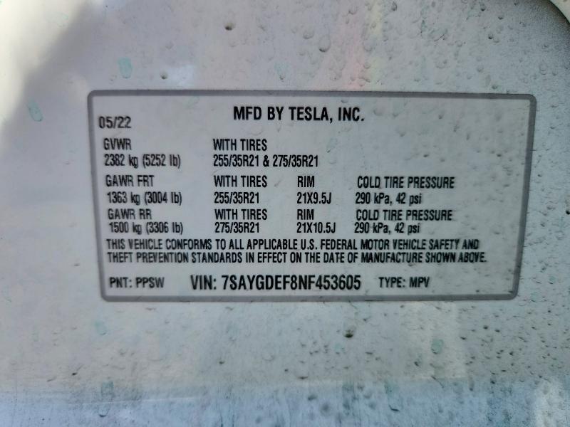 Продаж на аукціоні авто 2022 Tesla Model Y, vin: 7SAYGDEF8NF453605, номер лоту: 69776716