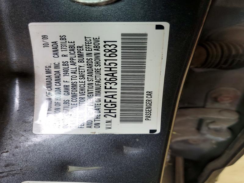 Aukcja sprzedaży 2010 Honda Civic, vin: 2HGFA1F36AH516831, numer aukcji: 70733756