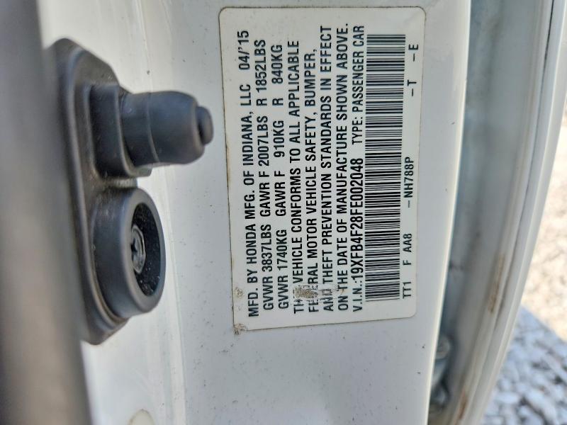 Продаж на аукціоні авто 2015 Honda Civic, vin: 19XFB4F28FE002048, номер лоту: 67615866