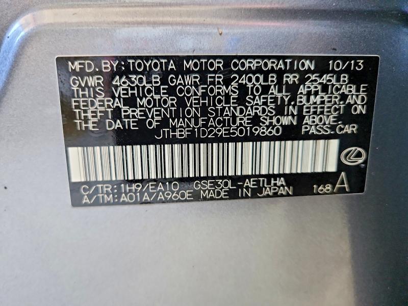 67852066 :رقم المزاد ، JTHBF1D29E5019860 vin ، 2014 Lexus Is مزاد بيع