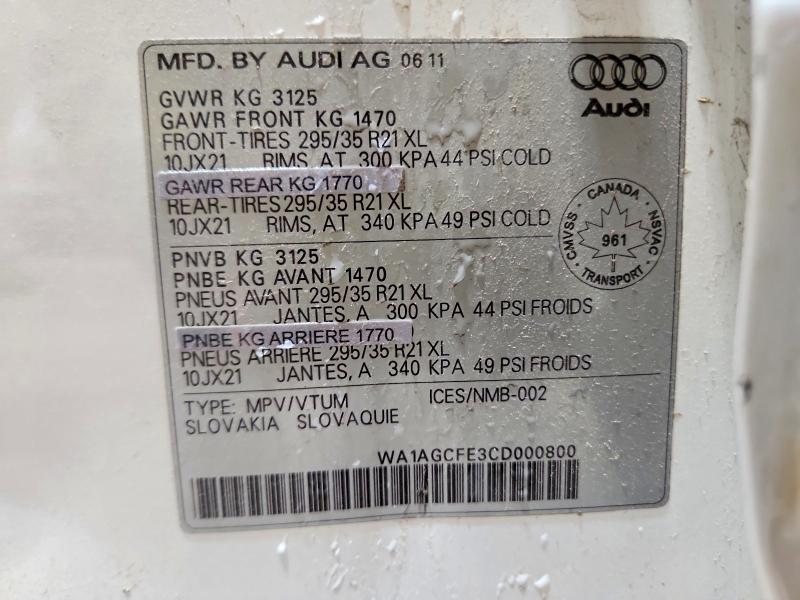 Aukcja sprzedaży 2012 Audi Q7, vin: WA1AGCFE3CD000800, numer aukcji: 67522256