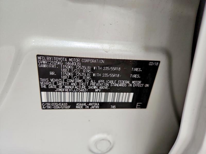 Продажа на аукционе авто 2018 Toyota Rav4, vin: JTMDFREV1JJ734831, номер лота: 70137066