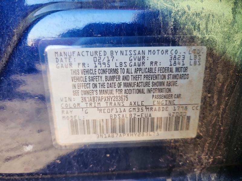 Aukcja sprzedaży 2017 Nissan Sentra, vin: 3N1AB7APXHY283675, numer aukcji: 69356706