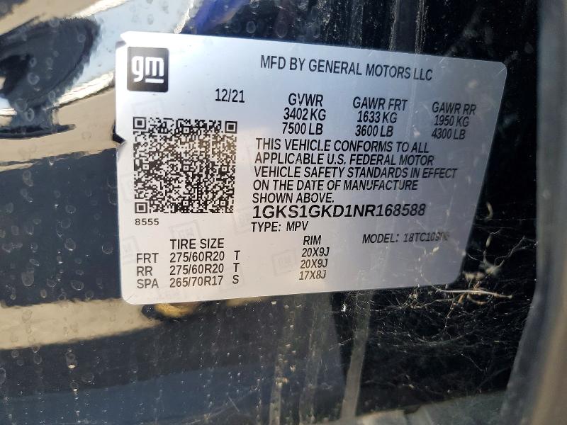 Продажа на аукционе авто 2022 Gmc Yukon Xl, vin: 1GKS1GKD1NR168588, номер лота: 69367206
