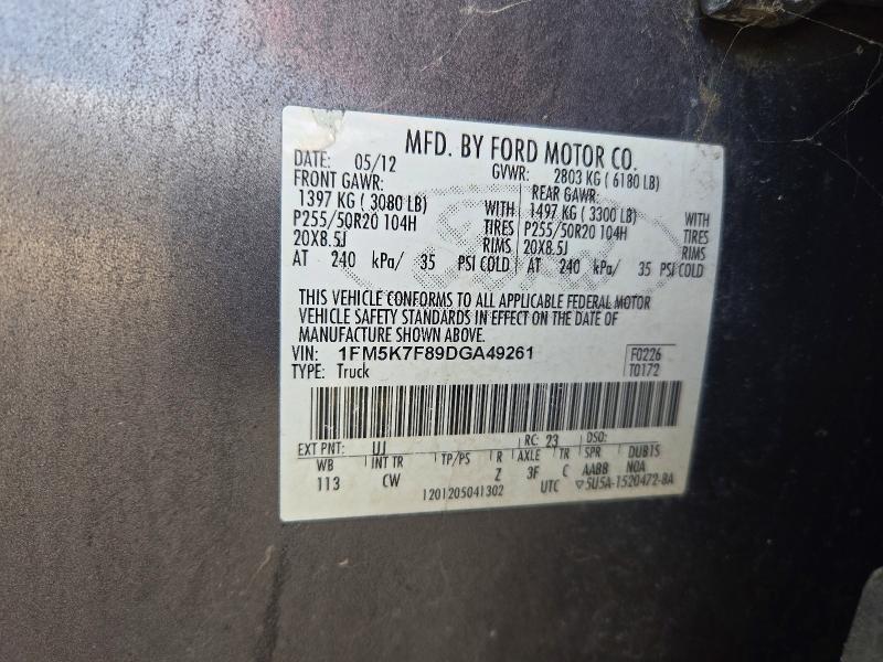Продаж на аукціоні авто 2013 Ford Explorer, vin: 1FM5K7F89DGA49261, номер лоту: 69867926