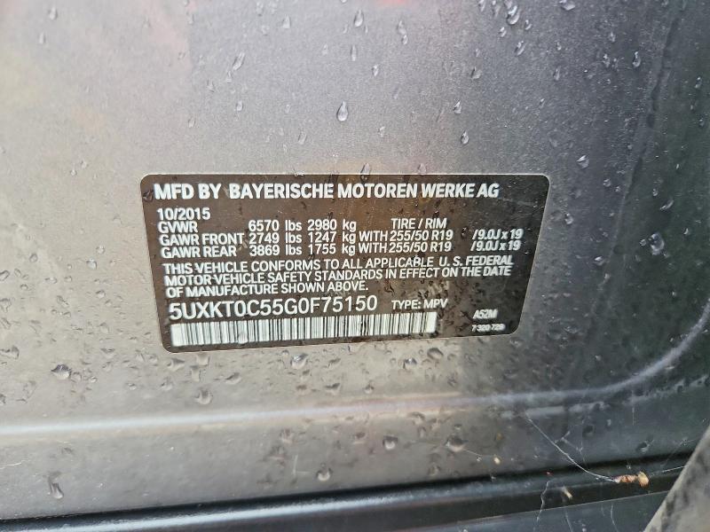 67613456 :رقم المزاد ، 5UXKT0C55G0F75150 vin ، 2016 Bmw X5 مزاد بيع