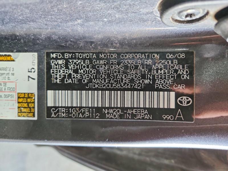 68645136 :رقم المزاد ، JTDKB20U583447421 vin ، 2008 Toyota Prius مزاد بيع