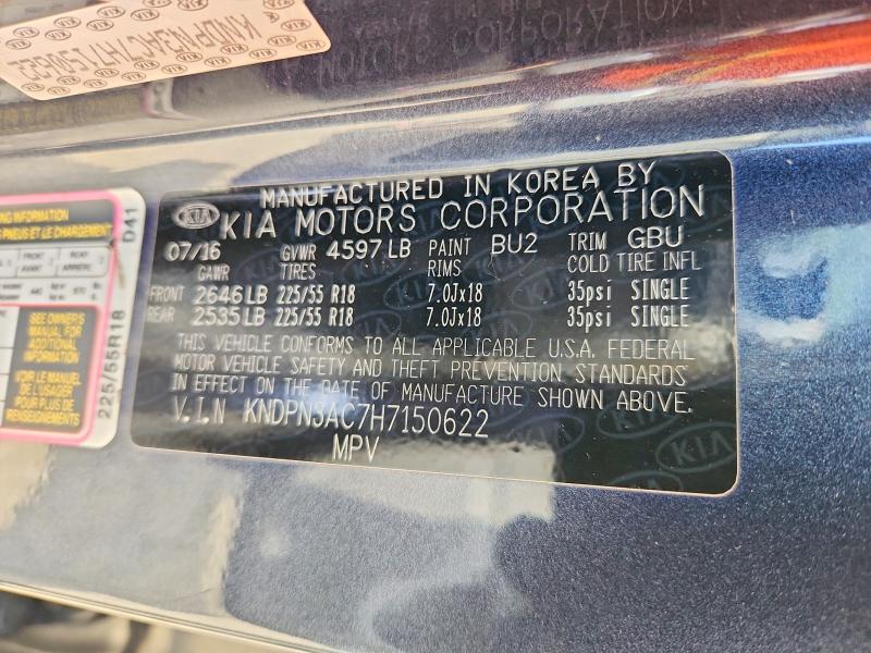 68706196 :رقم المزاد ، KNDPN3AC7H7150622 vin ، 2017 Kia Sportage مزاد بيع