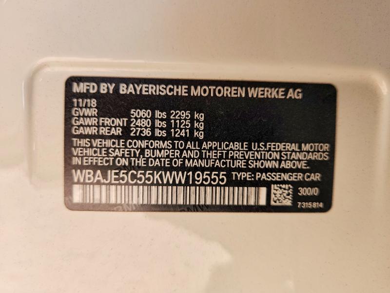 Продаж на аукціоні авто 2019 Bmw 540, vin: WBAJE5C55KWW19555, номер лоту: 69049796