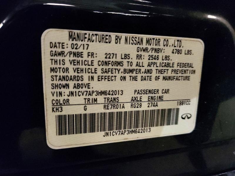 70238086 :رقم المزاد ، JN1CV7AP3HM642013 vin ، 2017 Infiniti Q50 مزاد بيع