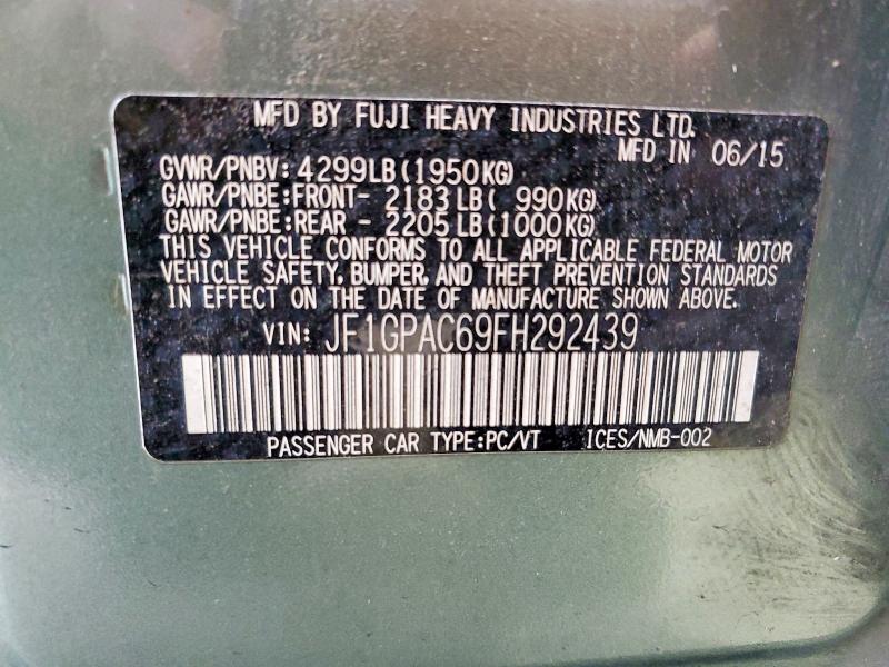 69057346 :رقم المزاد ، JF1GPAC69FH292439 vin ، 2015 Subaru Impreza مزاد بيع