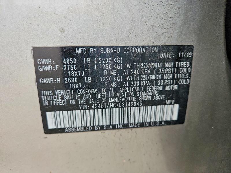 Продажа на аукционе авто 2020 Subaru Outback, vin: 4S4BTANC7L3142045, номер лота: 70105316