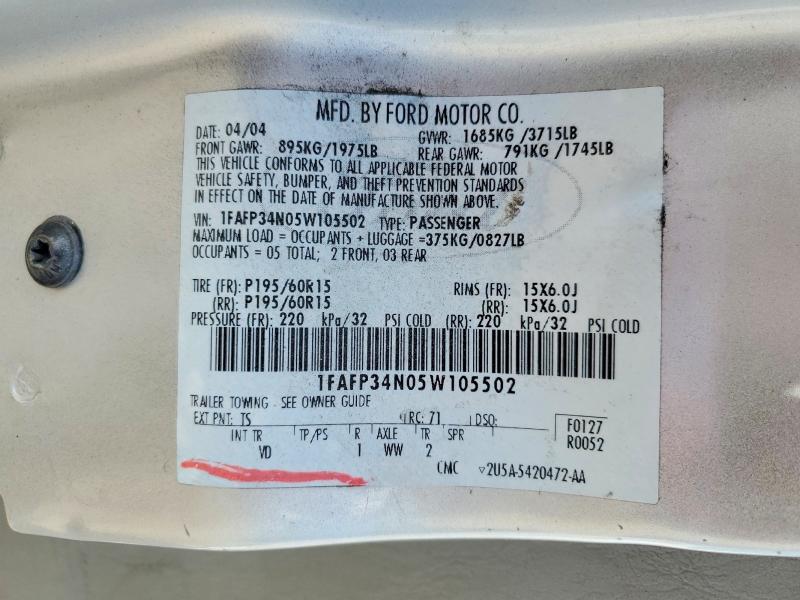 Продажа на аукционе авто 2005 Ford Focus, vin: 1FAFP34N05W105502, номер лота: 67680076