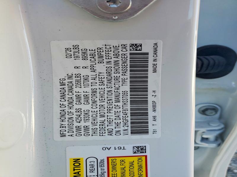 68991946 :رقم المزاد ، 2HGFE4F87TH337055 vin ، 2026 Honda Civic مزاد بيع