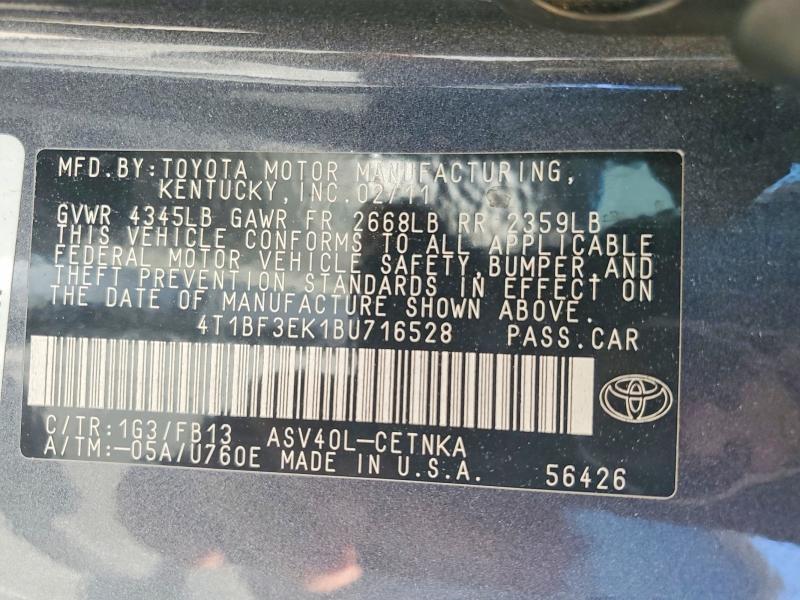 69317936 :رقم المزاد ، 4T1BF3EK1BU716528 vin ، 2011 Toyota Camry مزاد بيع
