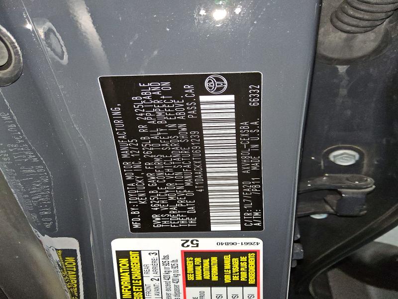 Aukcja sprzedaży 2026 Toyota Camry, vin: 4T1DAACKXTU691239, numer aukcji: 69362766