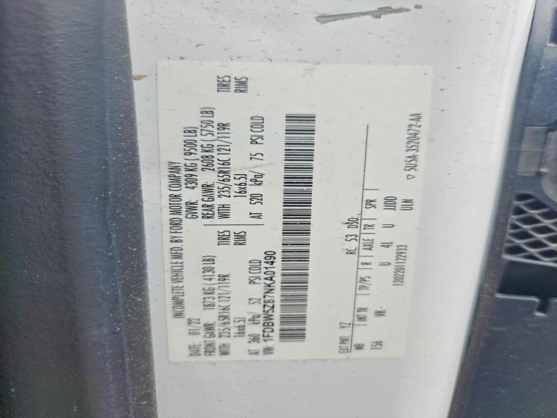 67870816 :رقم المزاد ، 1FDBW5Z87NKA01490 vin ، 2022 Ford Transit مزاد بيع