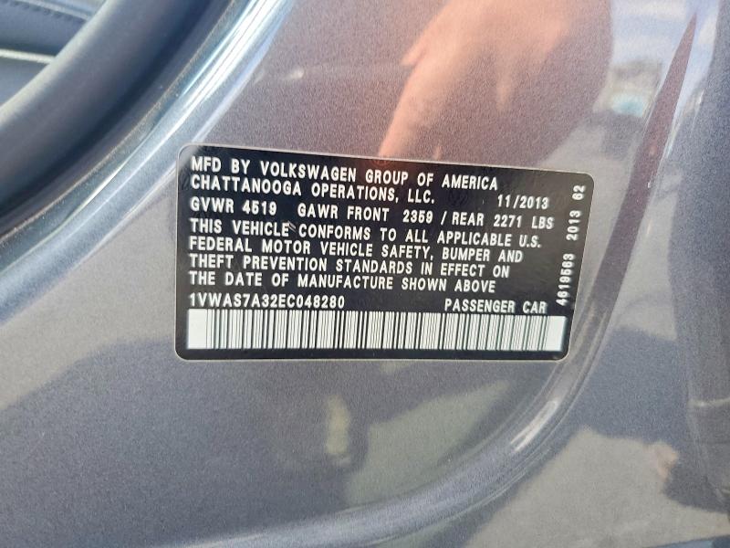 Aukcja sprzedaży 2014 Volkswagen Passat, vin: 1VWAS7A32EC048280, numer aukcji: 70053616