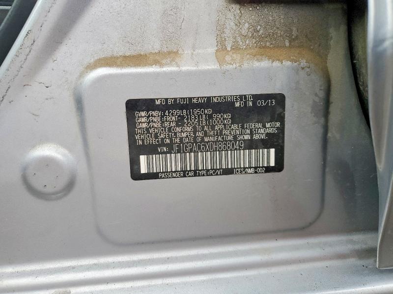 Aukcja sprzedaży 2013 Subaru Impreza, vin: JF1GPAC6XDH868049, numer aukcji: 67499726