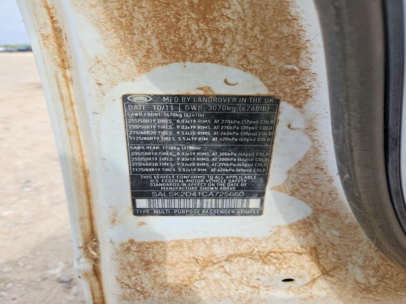 69612836 :رقم المزاد ، SALSK2D41CA725660 vin ، 2012 Land Rover Range Rover Sport مزاد بيع