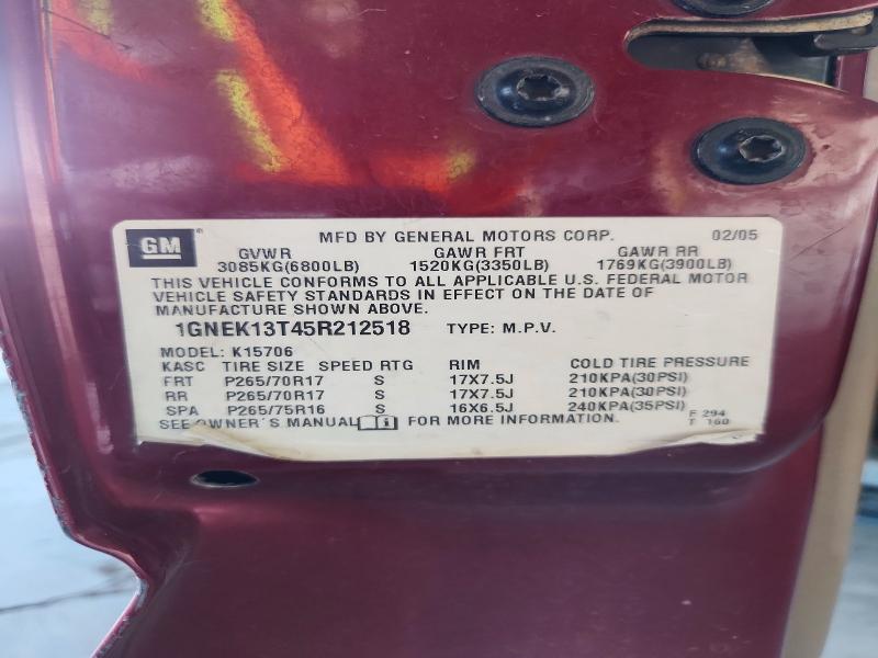 Auction sale of the 2005 Chevrolet Tahoe, vin: 1GNEK13T45R212518, lot number: 66859426