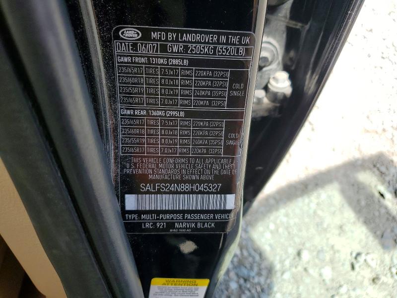 Aukcja sprzedaży 2008 Land Rover Lr2, vin: SALFS24N88H045327, numer aukcji: 68339106