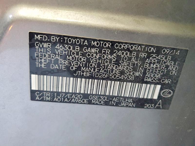 Aukcja sprzedaży 2015 Lexus Is, vin: JTHBF1D26F5054938, numer aukcji: 67522026