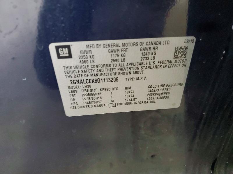 Продаж на аукціоні авто 2016 Chevrolet Equinox, vin: 2GNALCEK6G1113206, номер лоту: 70062066