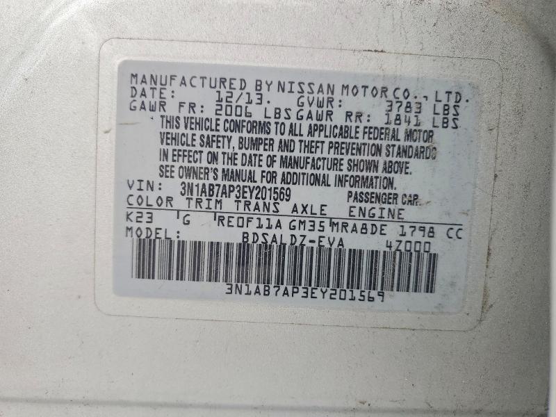 Aukcja sprzedaży 2014 Nissan Sentra, vin: 3N1AB7AP3EY201569, numer aukcji: 69093156