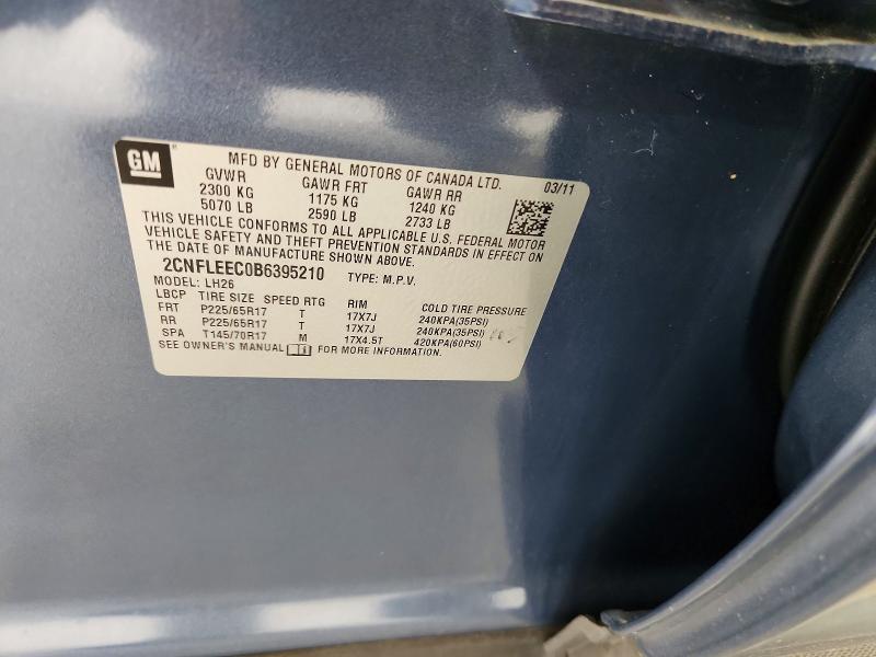 67643676 :رقم المزاد ، 2CNFLEEC0B6395210 vin ، 2011 Chevrolet Equinox مزاد بيع