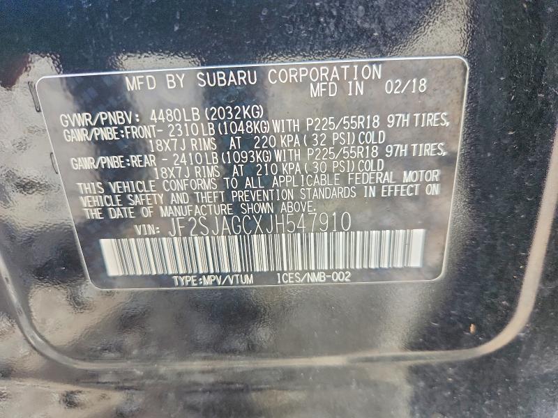 Продажа на аукционе авто 2018 Subaru Forester, vin: JF2SJAGCXJH547910, номер лота: 68334066