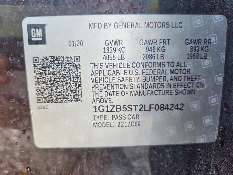 70549256 :رقم المزاد ، 1G1ZB5ST2LF084242 vin ، 2020 Chevrolet Malibu مزاد بيع