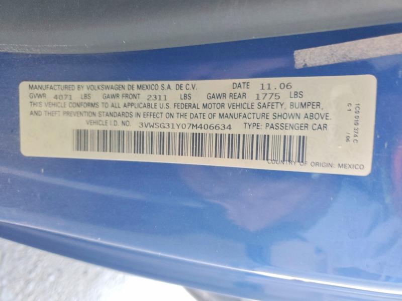 69763956 :رقم المزاد ، 3VWSG31Y07M406634 vin ، 2007 Volkswagen New Beetle مزاد بيع