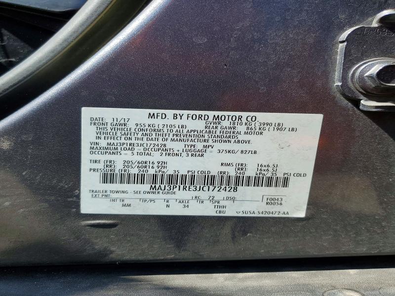 Auction sale of the 2018 Ford Ecosport, vin: MAJ3P1RE3JC172428, lot number: 69635436
