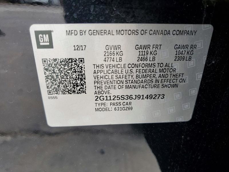 70884156 :رقم المزاد ، 2G1125S36J9149273 vin ، 2018 Chevrolet Impala مزاد بيع