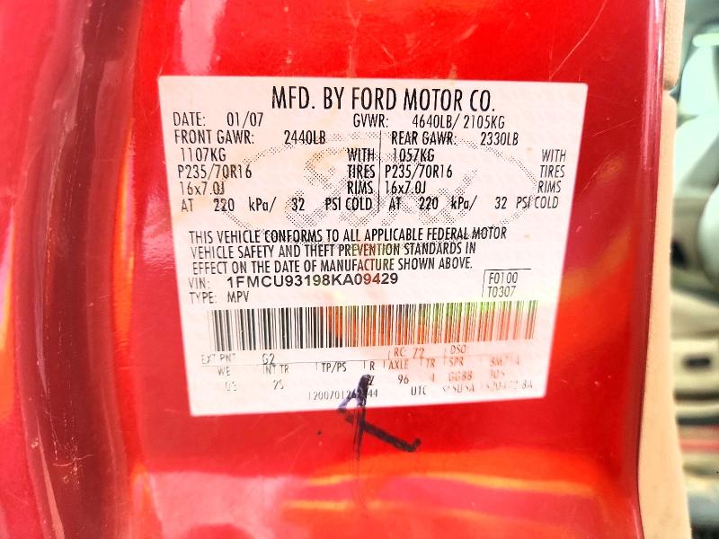 2008 Ford Escape მანქანა იყიდება აუქციონზე, vin: 1FMCU93198KA09429, აუქციონის ნომერი: 70561776