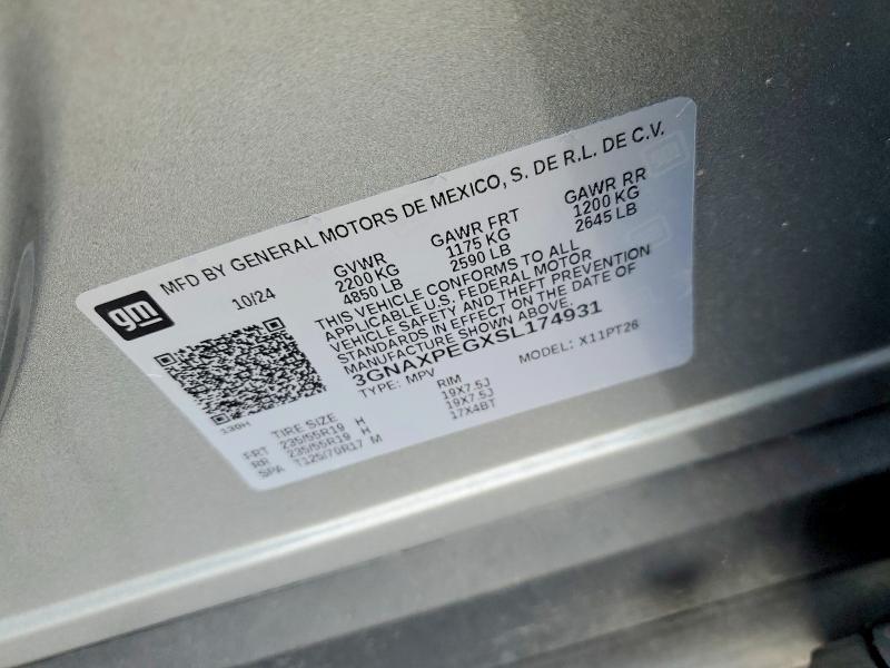2025 Chevrolet Equinox მანქანა იყიდება აუქციონზე, vin: 3GNAXPEGXSL174931, აუქციონის ნომერი: 64069856