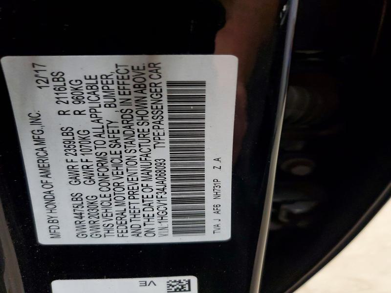 Продажа на аукционе авто 2018 Honda Accord, vin: 1HGCV1F34JA068093, номер лота: 69253786