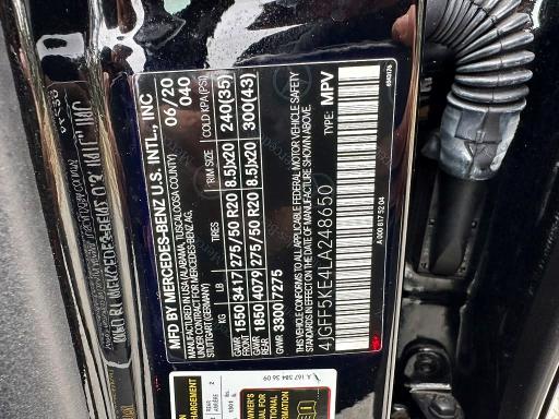 71098916 :رقم المزاد ، 4JGFF5KE4LA248650 vin ، 2020 Mercedes-benz Gls مزاد بيع