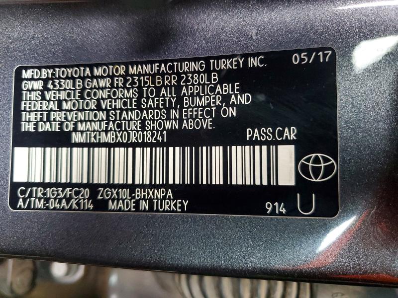 Продаж на аукціоні авто 2018 Toyota C-hr, vin: NMTKHMBX0JR018241, номер лоту: 70953566