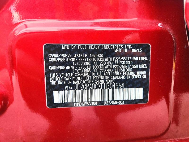 Aukcja sprzedaży 2015 Subaru Xv Crosstrek, vin: JF2GPADCXFH304954, numer aukcji: 67887546