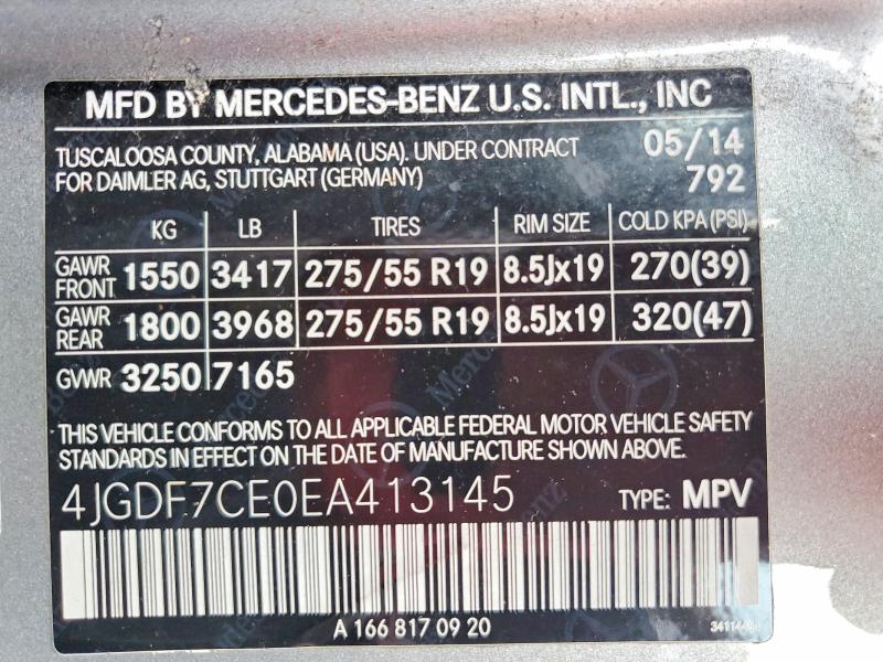 Продаж на аукціоні авто 2014 Mercedes-benz Gl, vin: 4JGDF7CE0EA413145, номер лоту: 67976276
