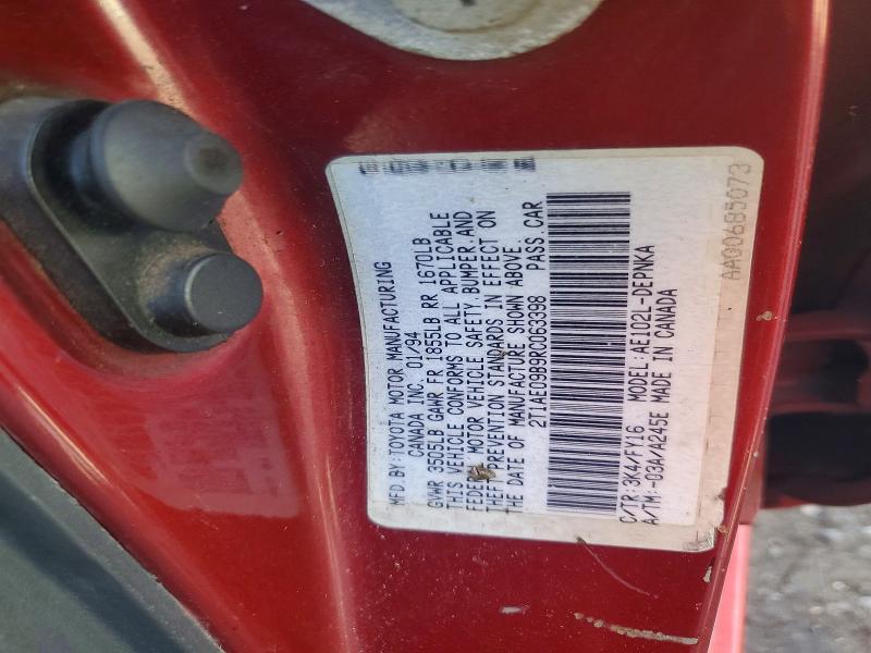 Aukcja sprzedaży 1994 Toyota Corolla, vin: 2T1AE09B9RC063398, numer aukcji: 68272236