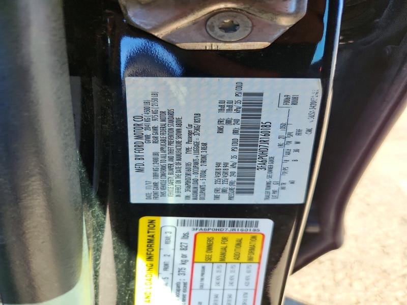 2018 Ford Fusion მანქანა იყიდება აუქციონზე, vin: 3FA6P0HD7JR160185, აუქციონის ნომერი: 69717306