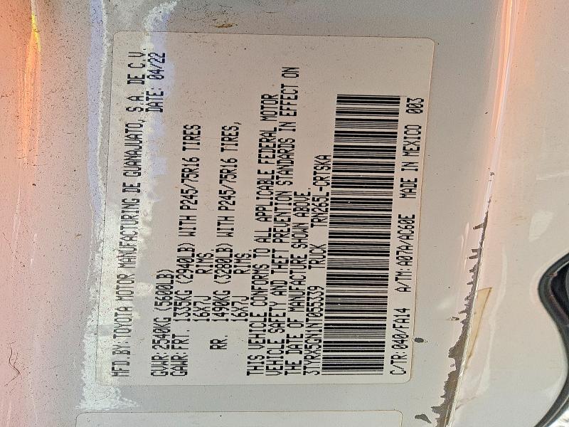 2022 Toyota Tacoma მანქანა იყიდება აუქციონზე, vin: 3TYRX5GN1NT055339, აუქციონის ნომერი: 69908326
