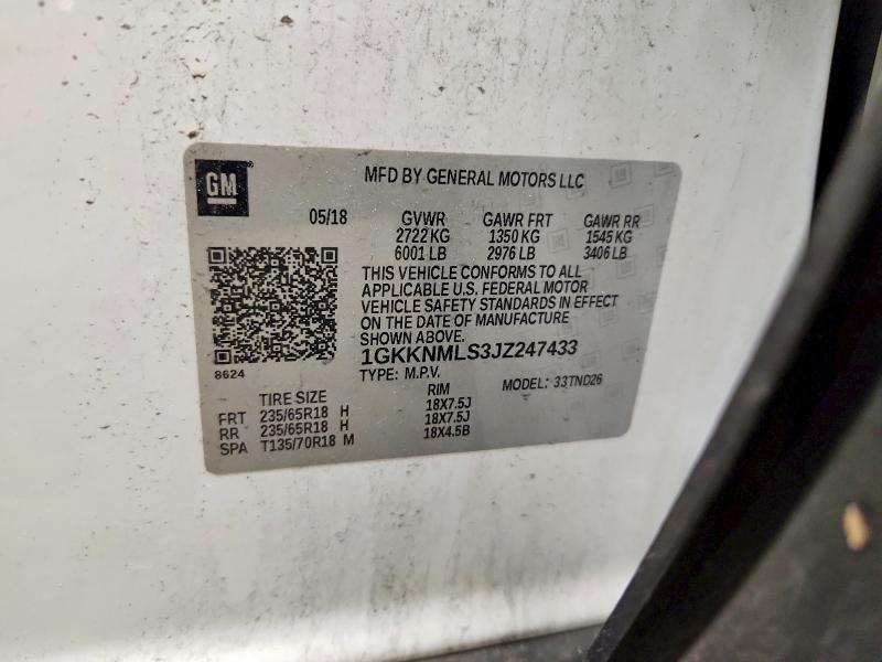 Aukcja sprzedaży 2018 Gmc Acadia, vin: 1GKKNMLS3JZ247433, numer aukcji: 67671686