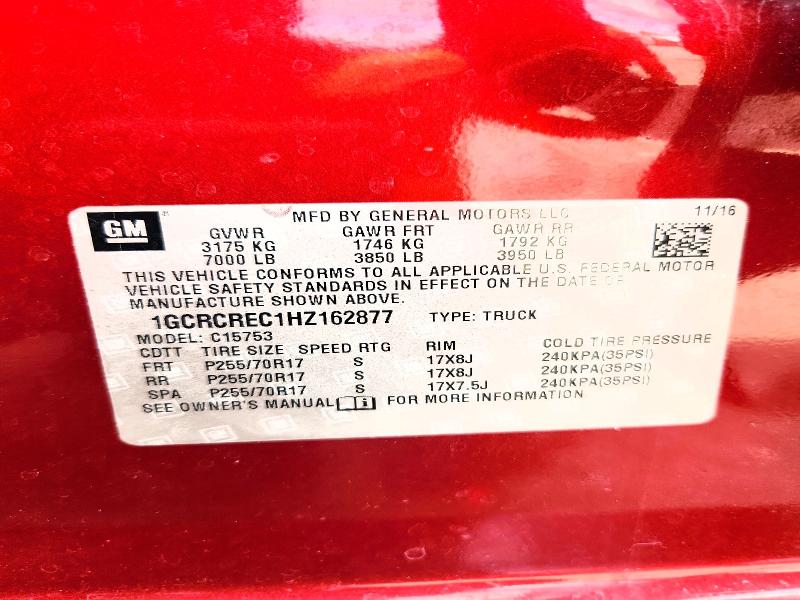 Aukcja sprzedaży 2017 Chevrolet Silverado, vin: 1GCRCREC1HZ162877, numer aukcji: 69563476