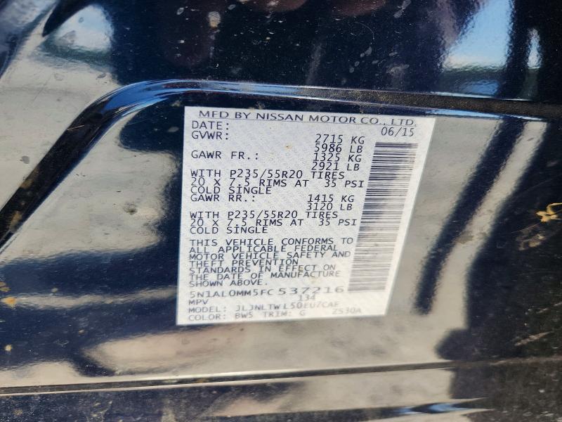 2015 Infiniti Qx60 მანქანა იყიდება აუქციონზე, vin: 5N1AL0MM5FC537216, აუქციონის ნომერი: 67869736