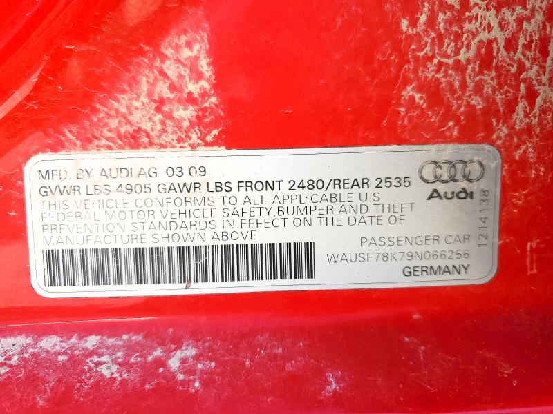 Aukcja sprzedaży 2009 Audi A4, vin: WAUSF78K79N066256, numer aukcji: 68256256
